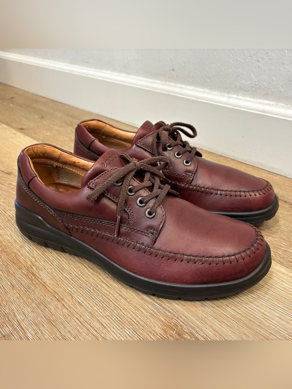ECCO Seawalker Tie Oxford shoes Rich Rust Brown Leather Men’s Shoes Size 43